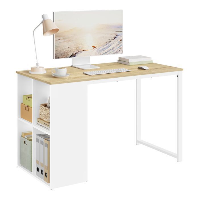 Escritorio WOLTU de metal y madera - 120x60x75cm - Mesa para ordenador - Roble