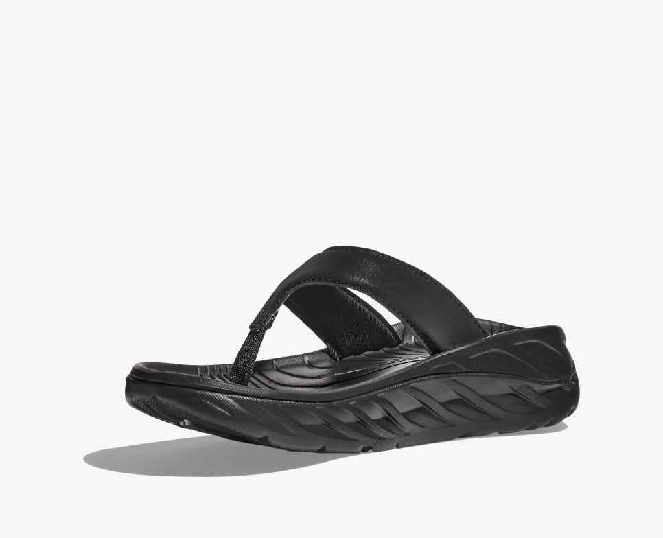 HOKA Ora Recovery Flip Zwart / Donkere Meeuw Grijs