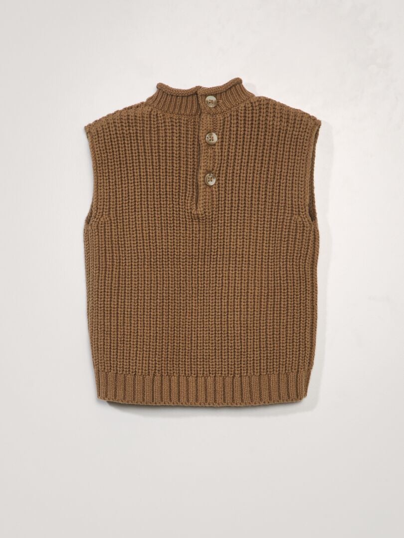 Sweter bez rękawów - brązowy