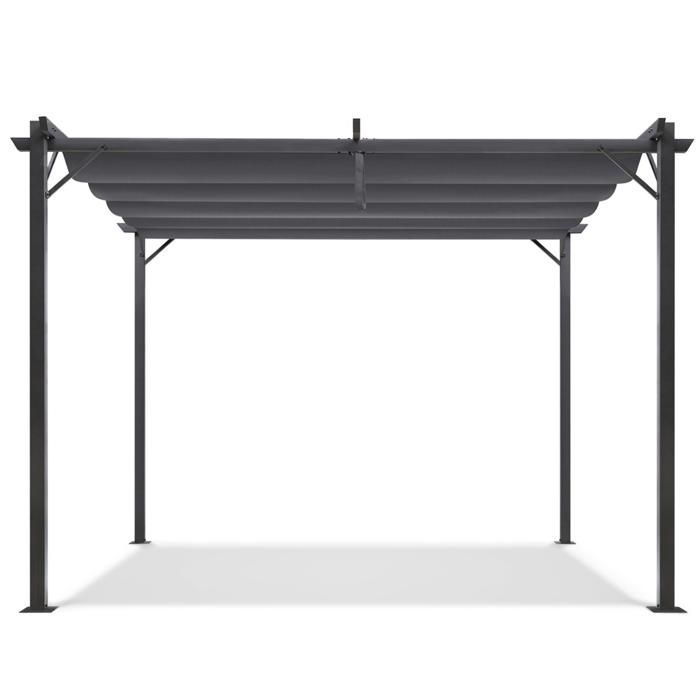Pérgola IDMARKET con techo retráctil, 4 patas, 3x4 m, cenador, gris antracita