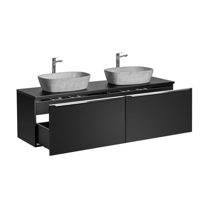Set da bagno - GENERICO - Rosario Nero - 160 cm - Doppio lavabo - 2 cassetti