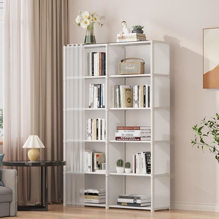 Estantería de 5 niveles, mueble alto para libros y decoración para salón, oficina o dormitorio, 80x28x155cm, blanca.