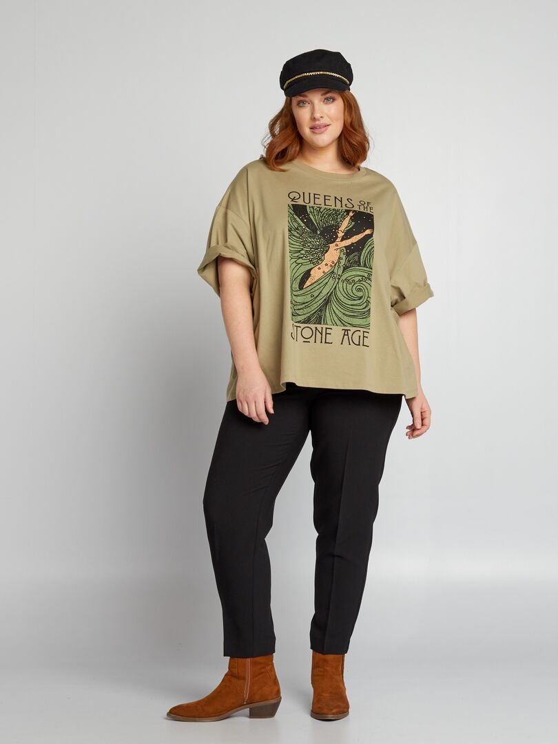 Camiseta de gola redonda 'Queens of the Stone Age' - VERDE