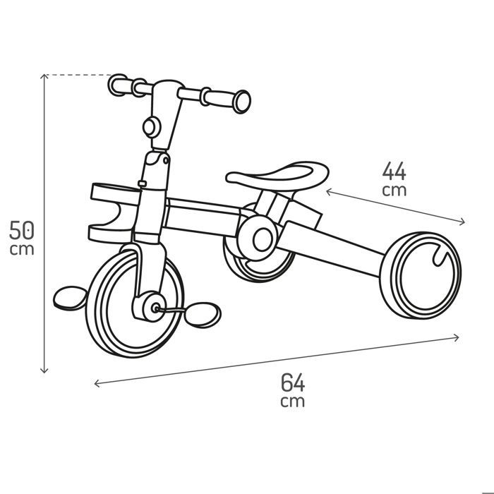 Tricycle 3-en-1 - MoMi FILO - Pliable sans outils - 2 hauteurs de selle - Dès 18 mois - Rosa
