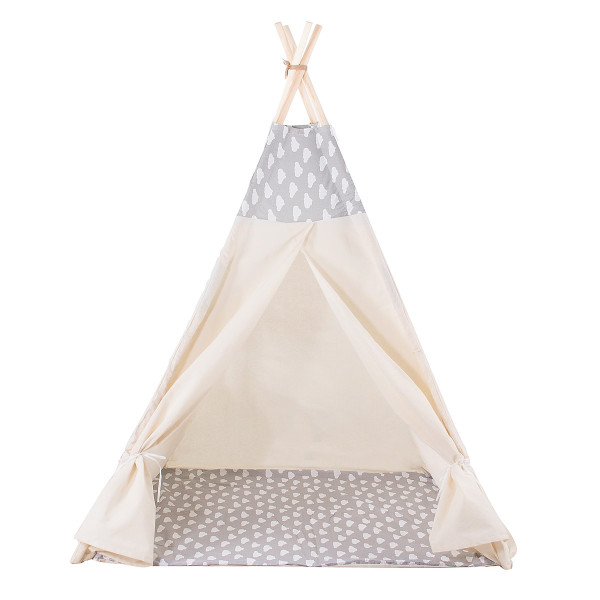 Namiot Tipi dla dzieci wigwam szary w chmurki XXL