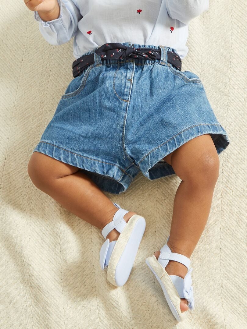 Paperbag-shorts + riem - BLAUW