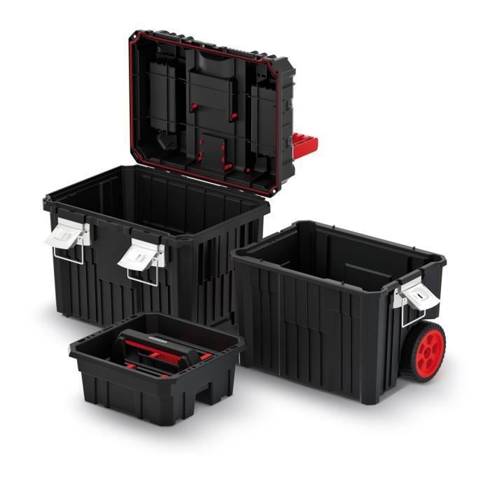 Boîte à outils sur roues - Kistenberg - Plastique renforcé - 45 x 36 x 64 cm - Noir/Rouge