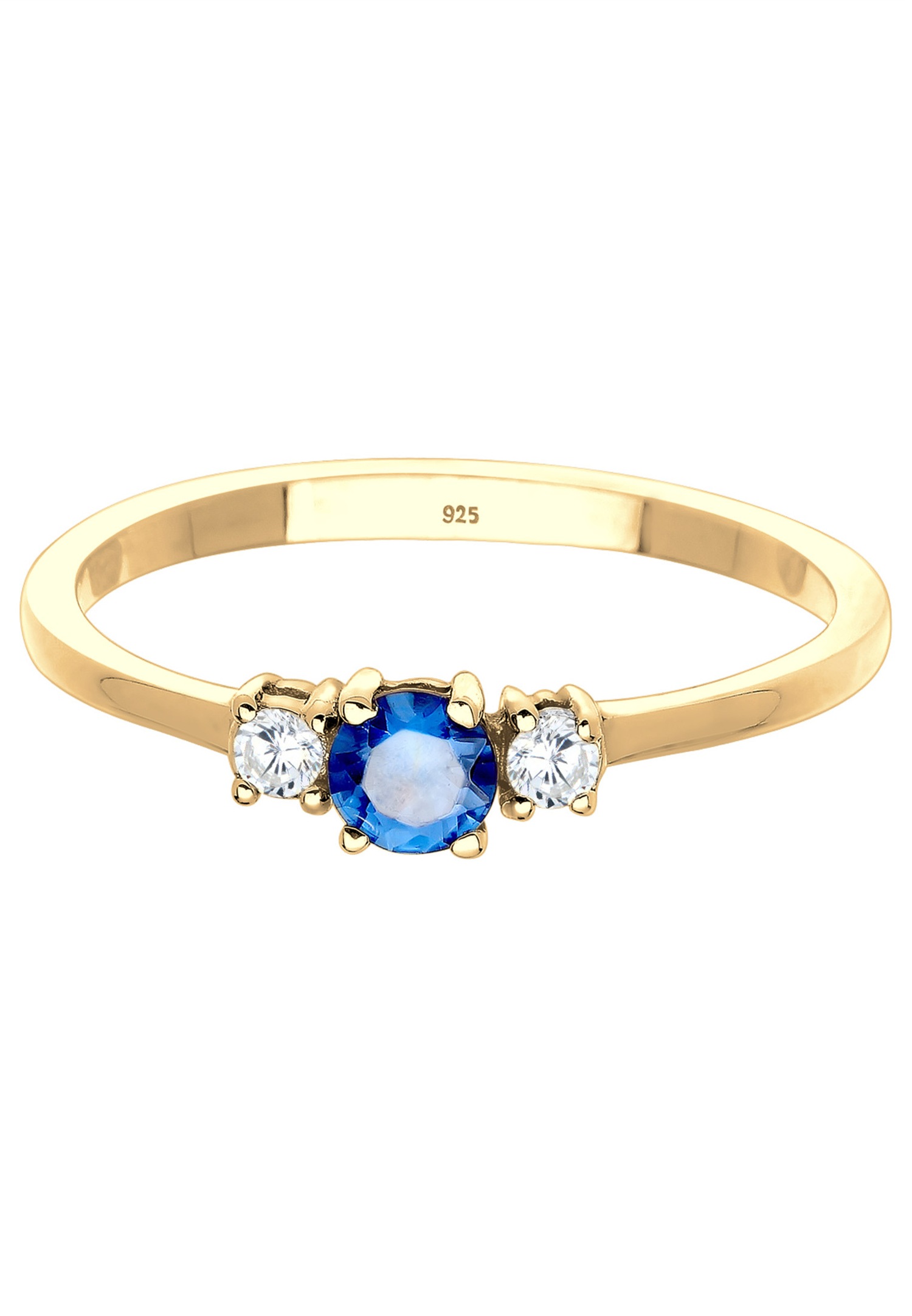 Elli Femmes Fiançailles Classique avec Saphir Synthétique et Cristaux de Zirconium en Argent Sterling 925