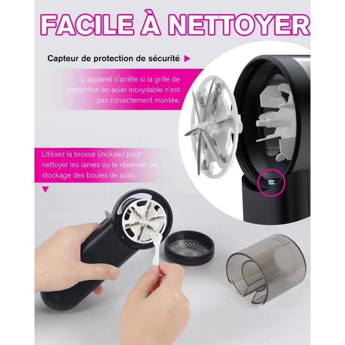 Electric fabric shaver, Type-C, LED screen, 2000mAh, 6 blades, 3 adjustable speeds, for clothes and sofas.