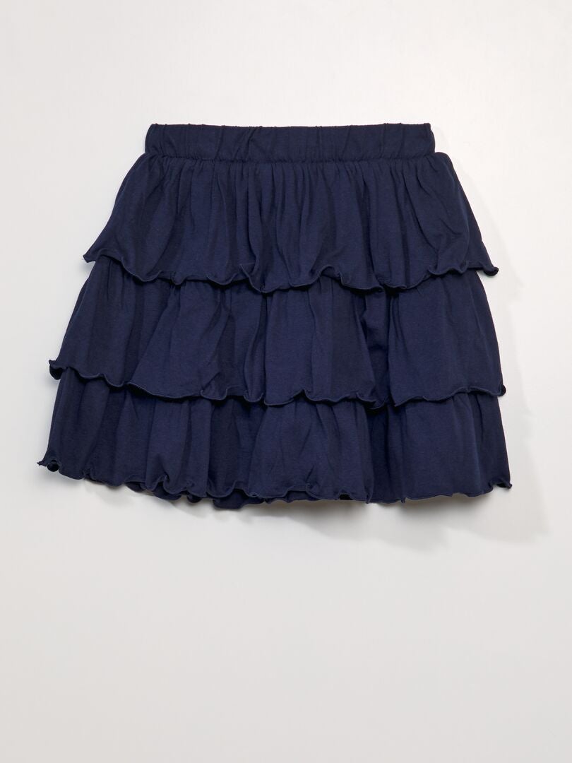 Uitlopende rok met ruches - BLAUW