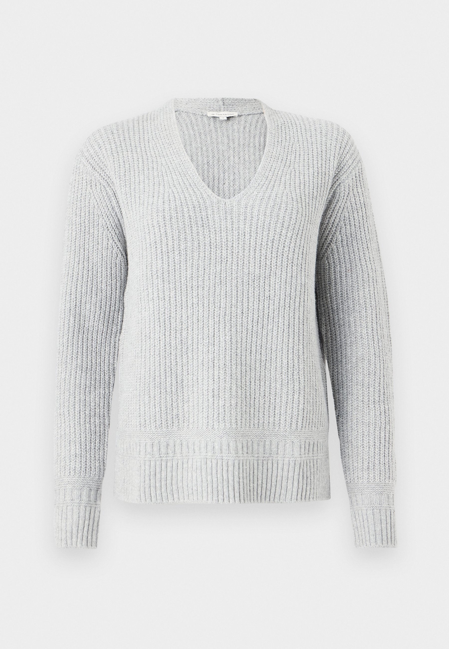 TOM TAILOR V NECK PULLOVER - Jumper - medium silver grey