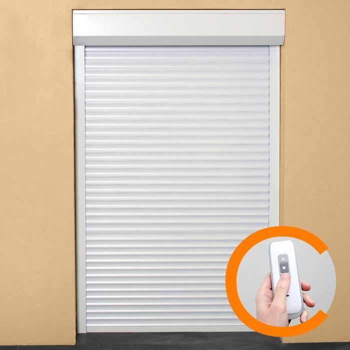 Rollladen H220 cm x B120 cm PVC, in Breite und Höhe kürzbar - Funkbetrieb - Farbe: Weiß -