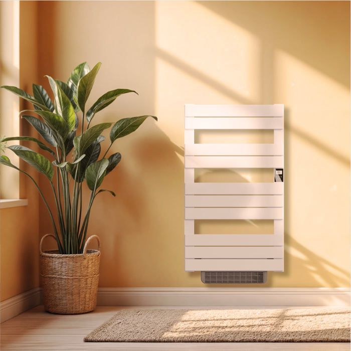 Fluidless electric towel warmer with fan - BESTHERM - HANAE 500 + 1000W - white - NF
