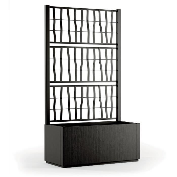 Macetero/jardinera rectangular STEFANPLAST ETHICA de 80 cm con enrejado - 80x36xh 140 cm - Grafito
