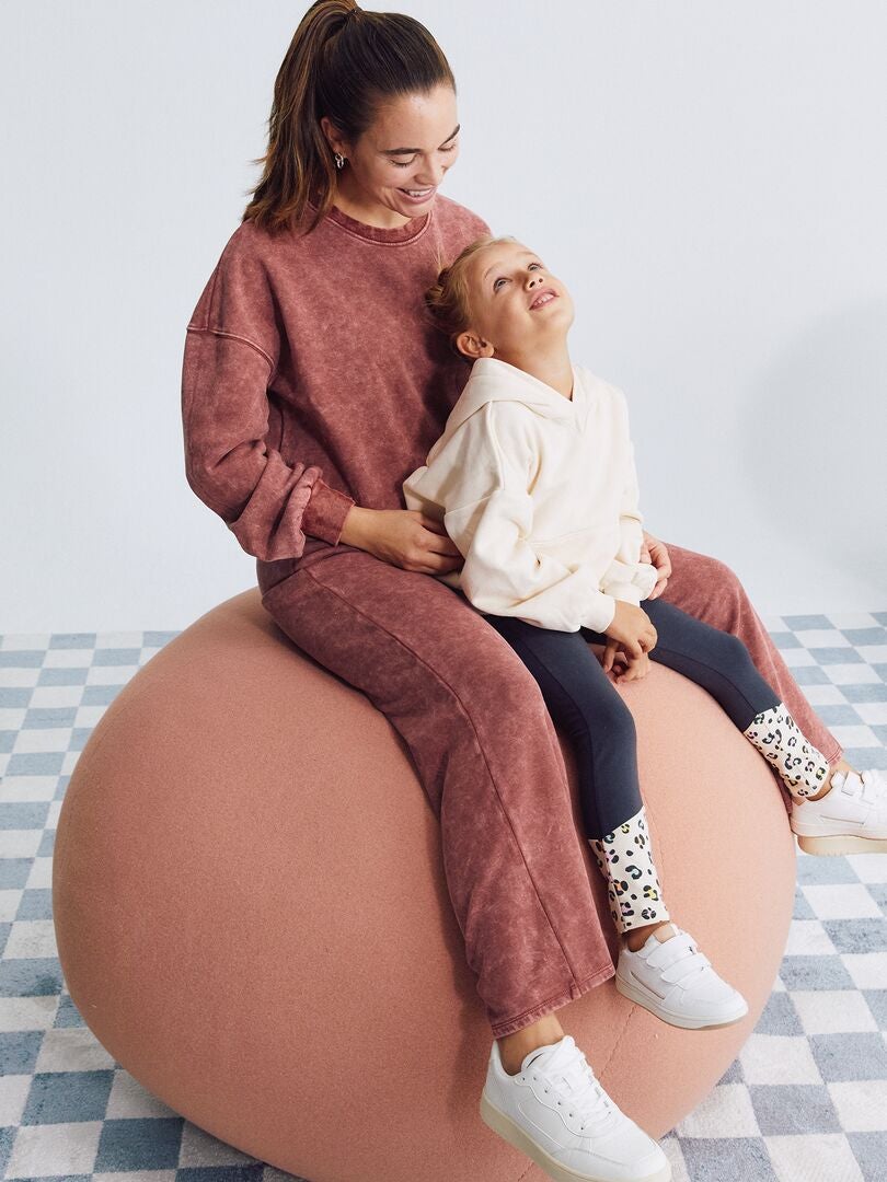 Oversized sweatshirt van fleecestof - ROOD