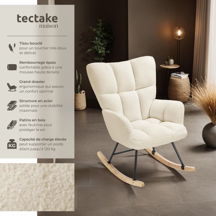 Schommelstoel - TECTAKE - TORVE schommelstoel van polyester en staal - Beige lus