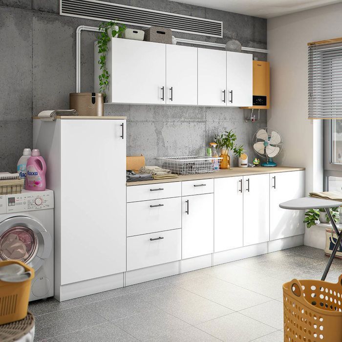 Meuble à suspendre, meuble haut pour cuisine avec 2 portes coloris blanc brillant - hauteur 59 x longueur 80 x profondeur 34 cm