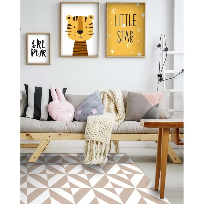 Rosa geometrischer Panorama-Vinylteppich 40x80 cm - PVC-Teppich für Küche, Büro und Wohnzimmer