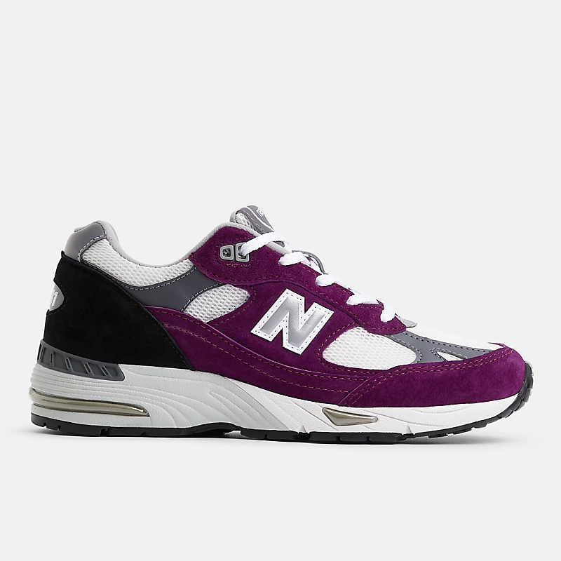 Damesschoenen MADE in UK 991v1 Bright Renaissance - Druivensap met legering en zwart