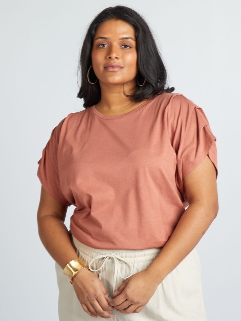 Effen T-shirt met korte mouwen - ROZE