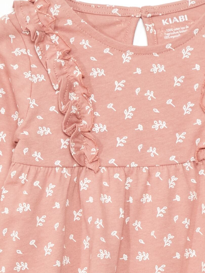 Vestido evasê com estampa floral - ROSA