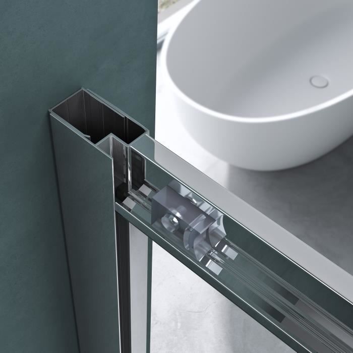 Mai & Mai® Cabine de Douche avec Portes Paroi de Douche en Quart de Cercle Bac à Douche Compris Verre Trempé 100x100x195cm RAV32K