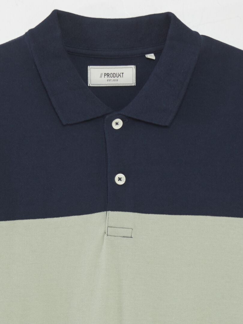 Poloshirt van katoenpiqué met kleurblokken 'Produkt' - BEIGE