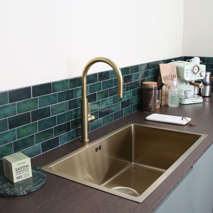 Luisa Évier 1 grande cuve seule en inox - 76x45 - Or brossé - Essebagno