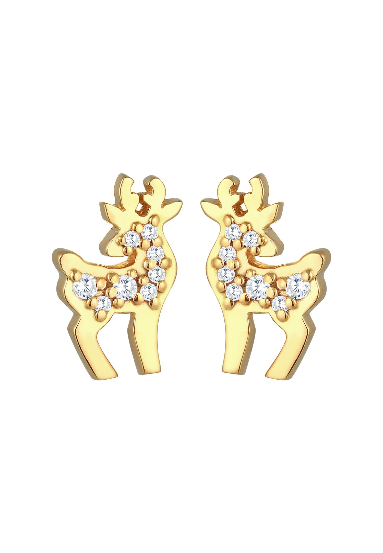 Elli Boucles d'oreilles dames Renne de Noël avec cristaux de zirconium en argent 925 plaqué or
