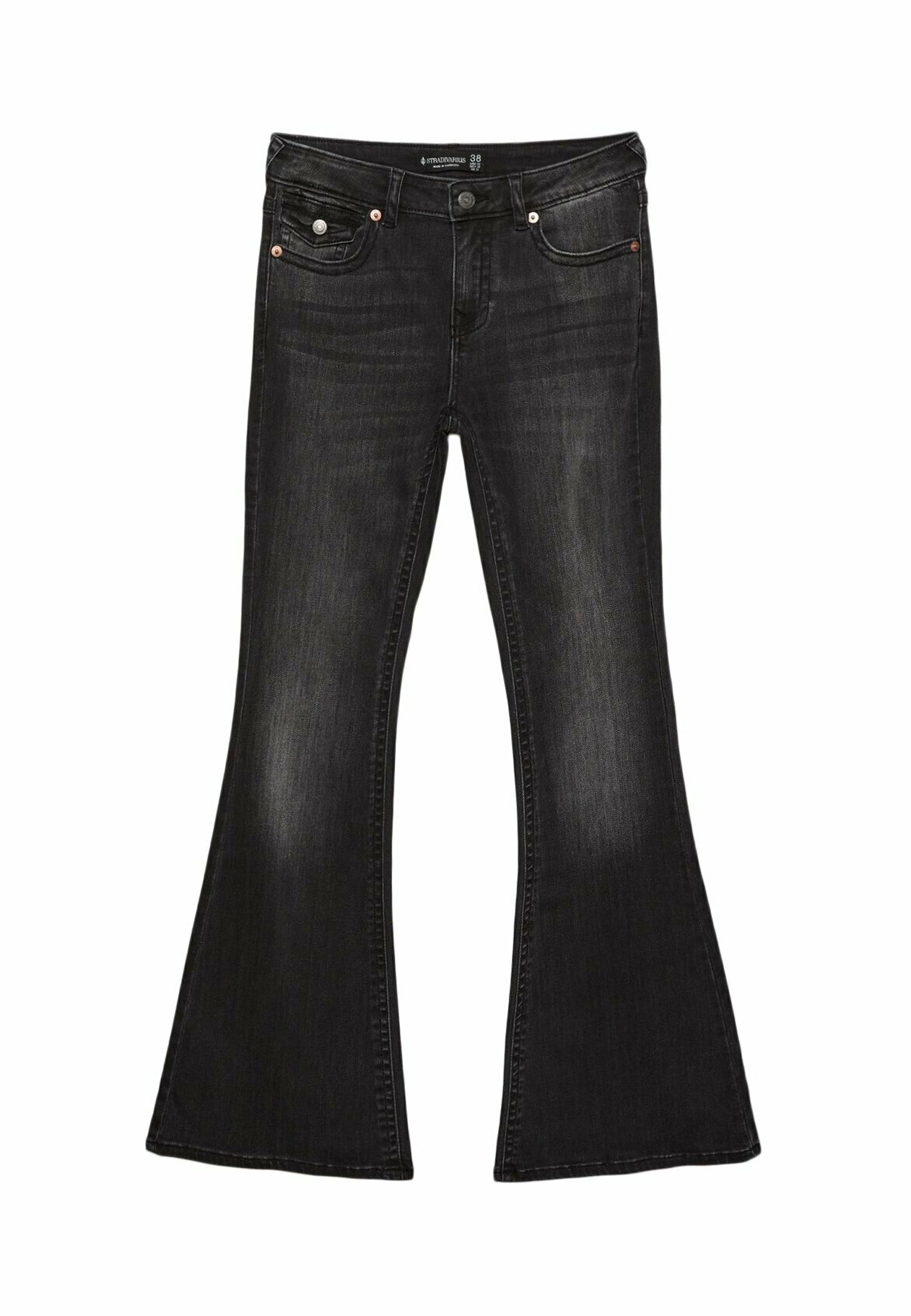 Džíny Stradivarius Bootcut - black denim