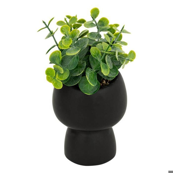 Planta artificial de Livy en maceta de cerámica, 17 cm de alto - Atmosphera interior design - Negro