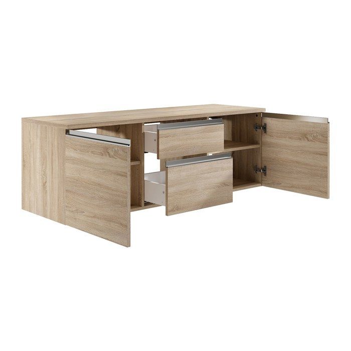 Mueble de baño suspendido con doble lavabo y espejos - Luz natural - 150 cm - JIMENA II