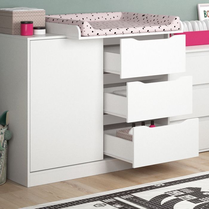 Commode à langer Ruben 113x93cm avec plan à langer Blanc Vicco 40575