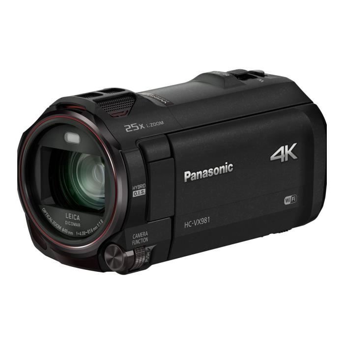 Videocamera Panasonic HC-VX981 4K - 30 fps, 18,91 MP, zoom ottico 20x, Leica, scheda di memoria, Wi-Fi, nera