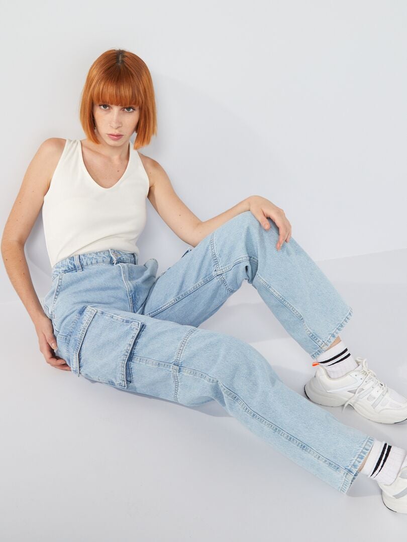 Pantalones vaqueros de talle bajo - azul