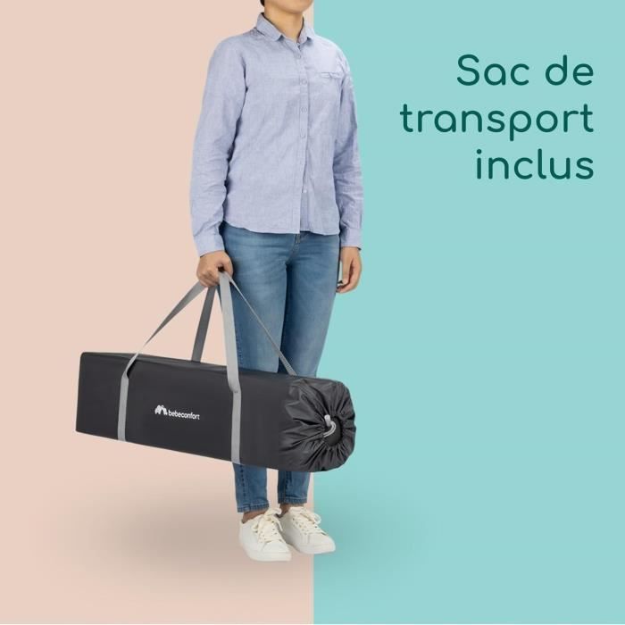 Cuna de viaje BEBECONFORT Sweet Dreams, desde el nacimiento hasta los 3 años (hasta 15 kg) + bolsa de transporte, grafito mineral.