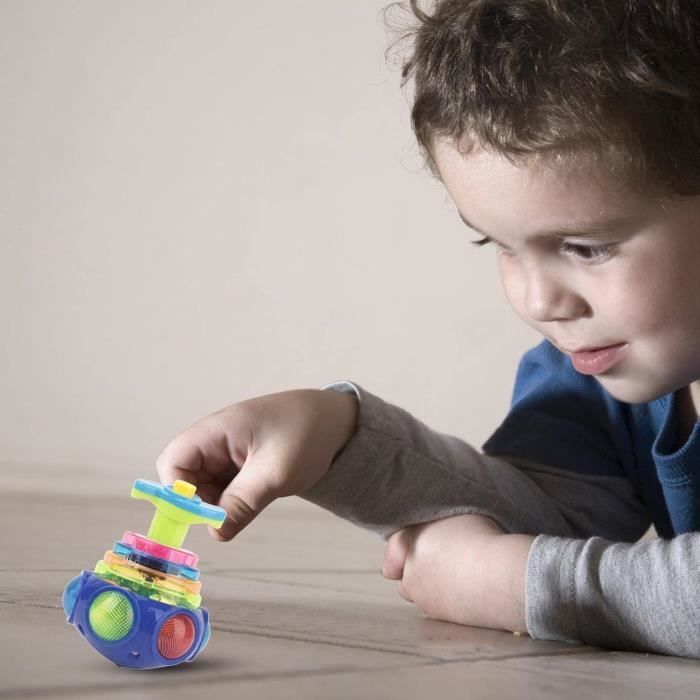 Trompos giratorios luminosos de 2 piezas para bebés y niños pequeños, juguete sensorial para bebés con música y luces para juego sensorial, juguete educativo.