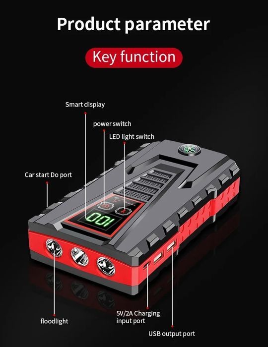 Avviatore di emergenza per auto, avviatore di emergenza portatile da 99800 mA, caricabatterie esterno, avviatore di emergenza automatico