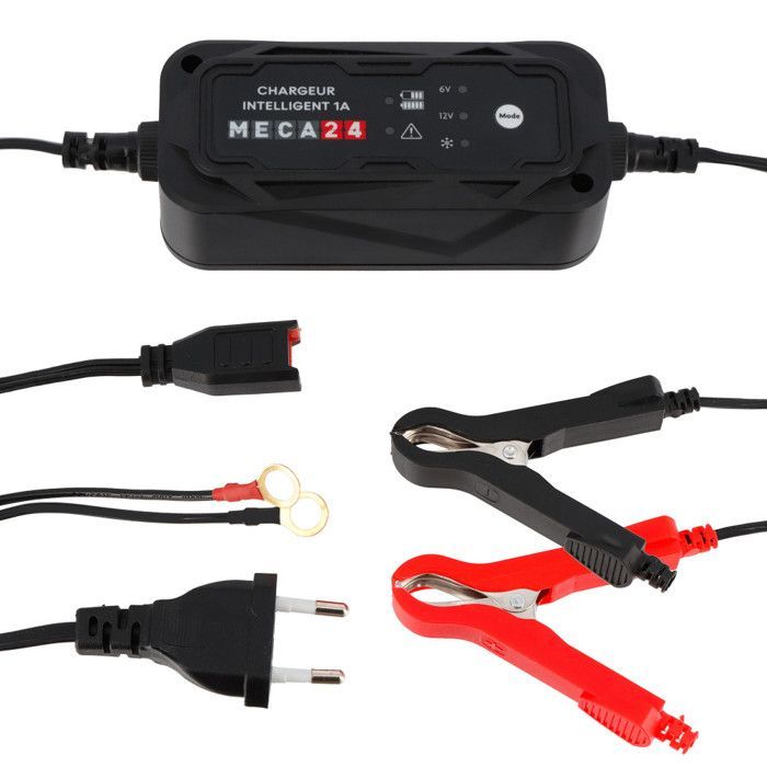 Chargeur de Batterie Moto - quad - tracteur - tondeuse - Maintien de Charge 6V/12V - Cordon et pince fourni - Automatique