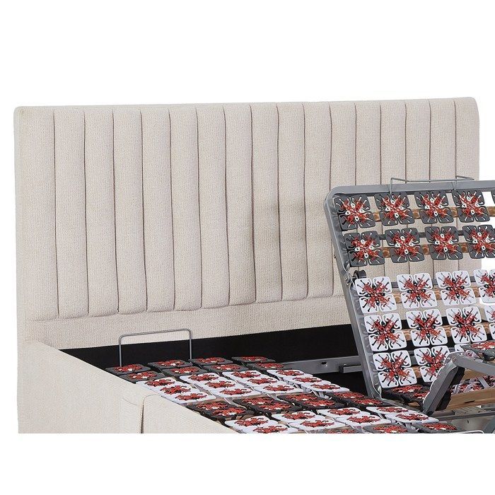 Base de cama eléctrica de relajación con elementos decorativos, 2 x 48 listones - 2 x 70 x 190 cm - Tela - Beige - NALU by YSMÉE