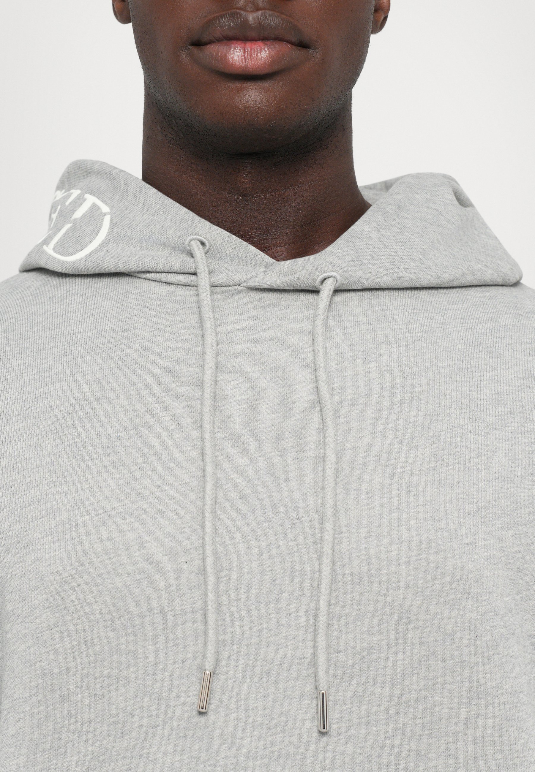 Gesloten geborduurde hoodie - Sweatshirt - lichtgrijs gemêleerd