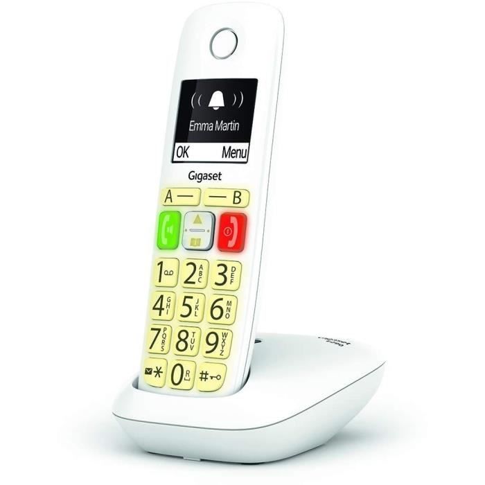 Teléfono inalámbrico Gigaset E290 Duo - Blanco - Pantalla grande - Botones grandes - Mejora de audio