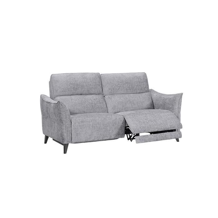 3-sits elektrisk vilsoffa - ALLURE - Grått tyg - Plyschkomfort - Kromben