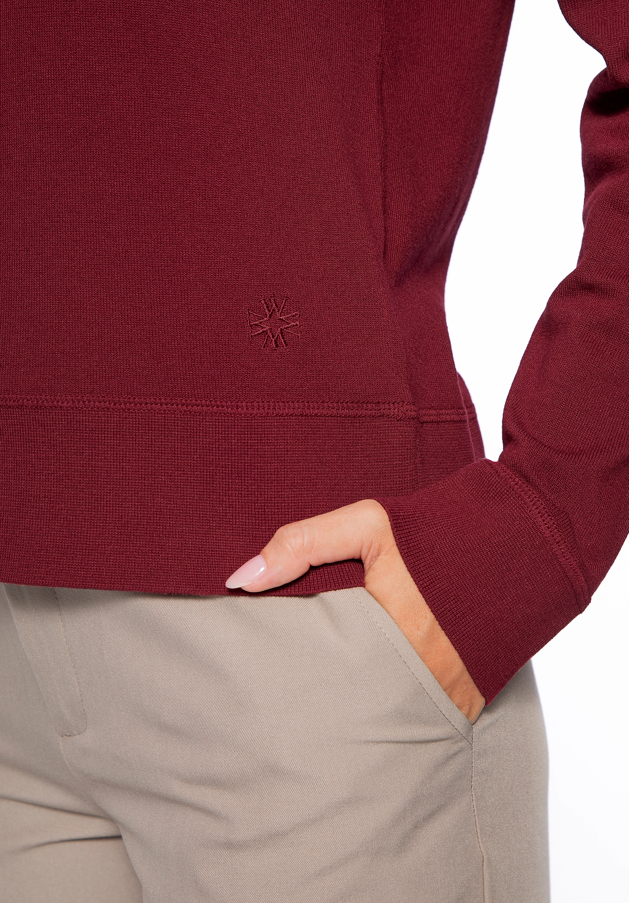 Sweter damski z dekoltem V-neck bordowy