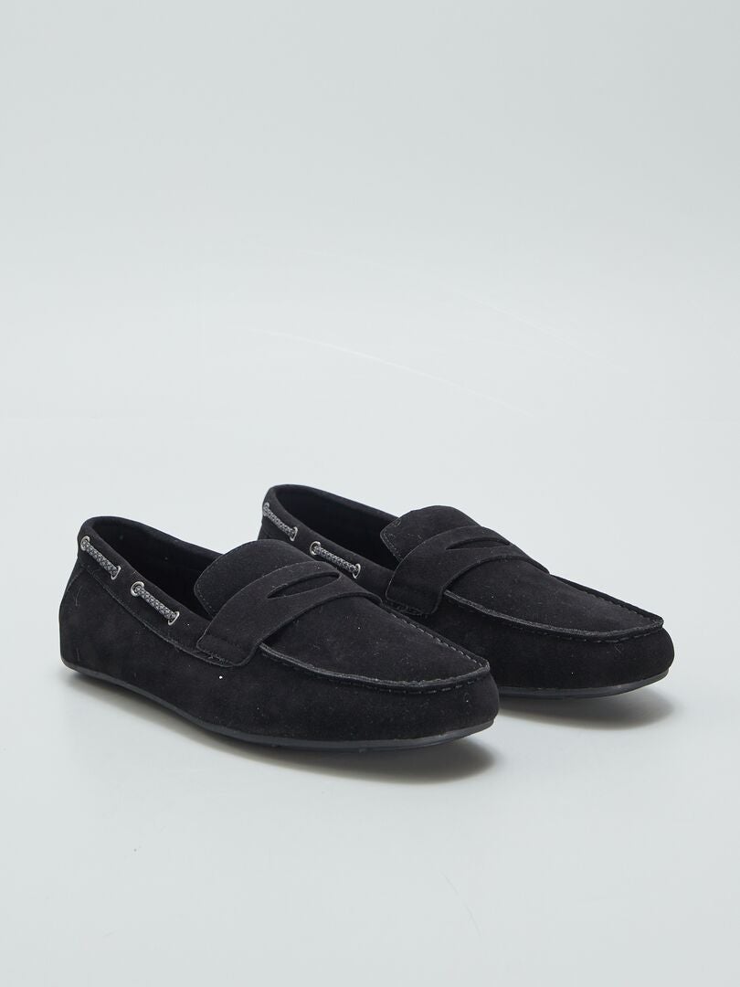 Mocasines de gamuza sintética - NEGRO