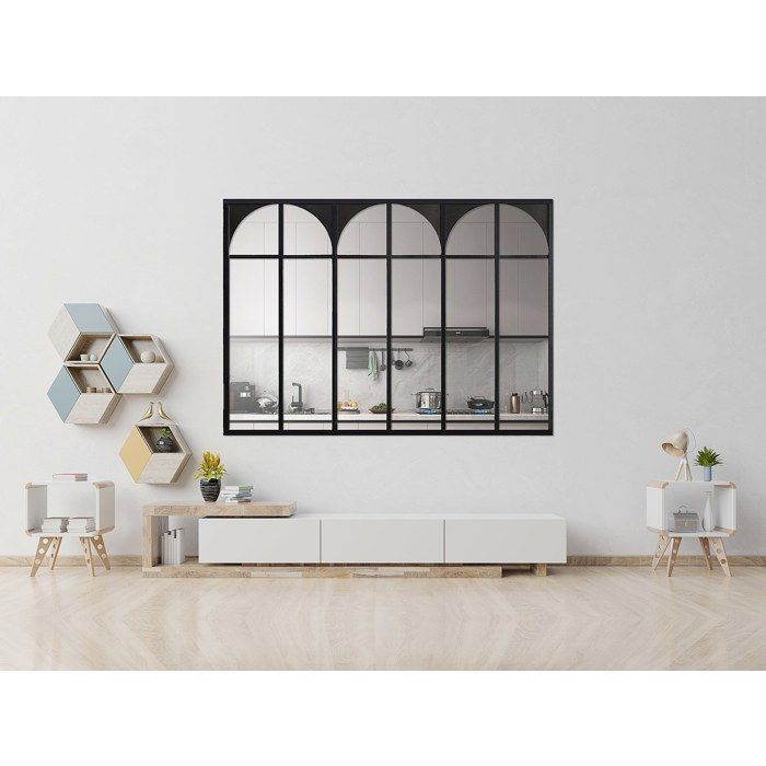 Taller Art Déco con techo de cristal de aluminio con recubrimiento en polvo, 180x130 cm - Negro - ARCADEA