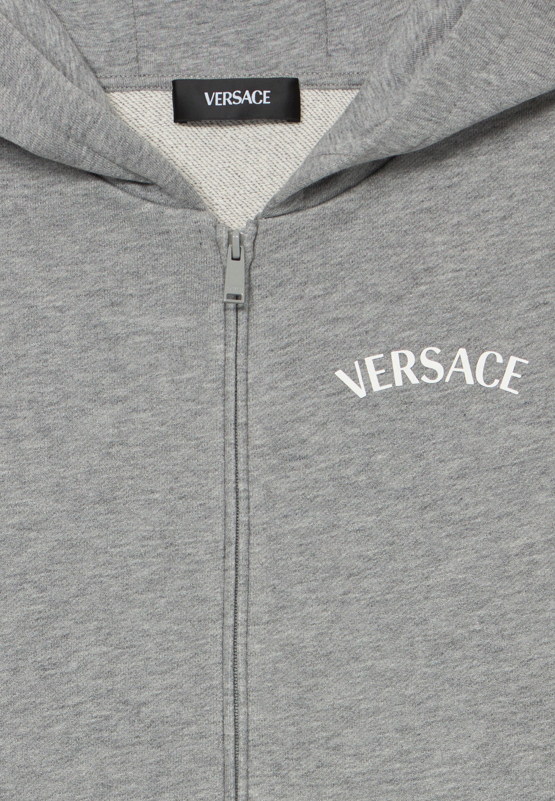 Sweat-shirt unisexe à fermeture éclair, imprimé du logo Versace et de la méduse - gris/blanc