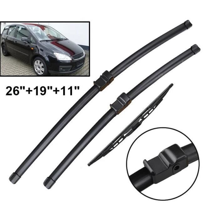 Juego de 3 limpiaparabrisas delanteros y traseros para Ford C-Max 2003-2010