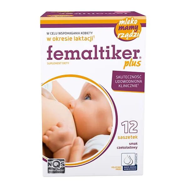 Femaltiker Plus, Suplement diety wspomagający laktację, Saszetki o smaku czekoladowym