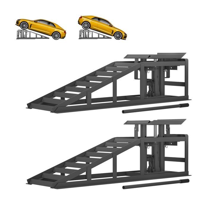Paire de Rampes de Levage Réglables : Rampes pour Voiture 2 Tonnes, Acier Robuste, Hauteur Ajustable, Idéal Entretien et Réparation